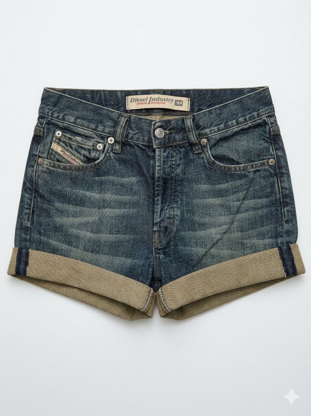 Diesel Women's Dark Blue Rolled Cuff Denim Shorts